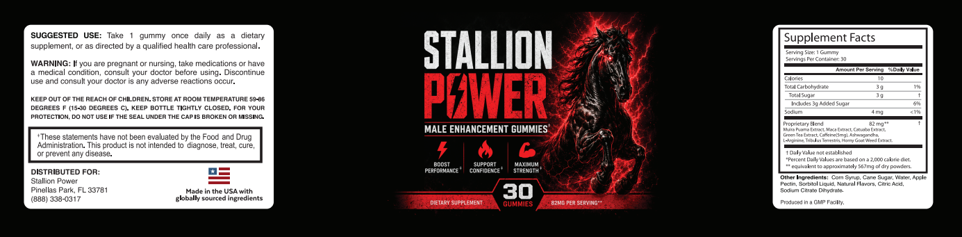 Stallion Power Ingredients Label